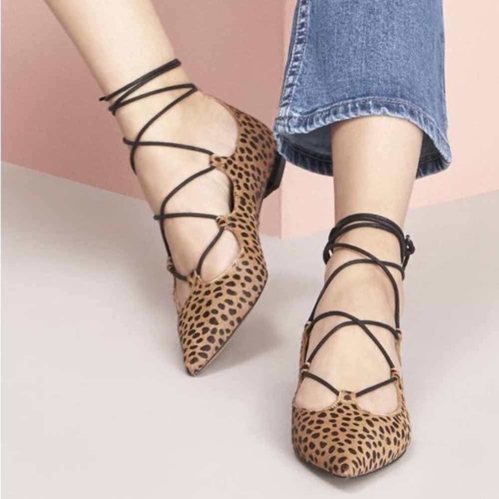 🔥 Sole Society Georgina cheetah dot calf hair flats